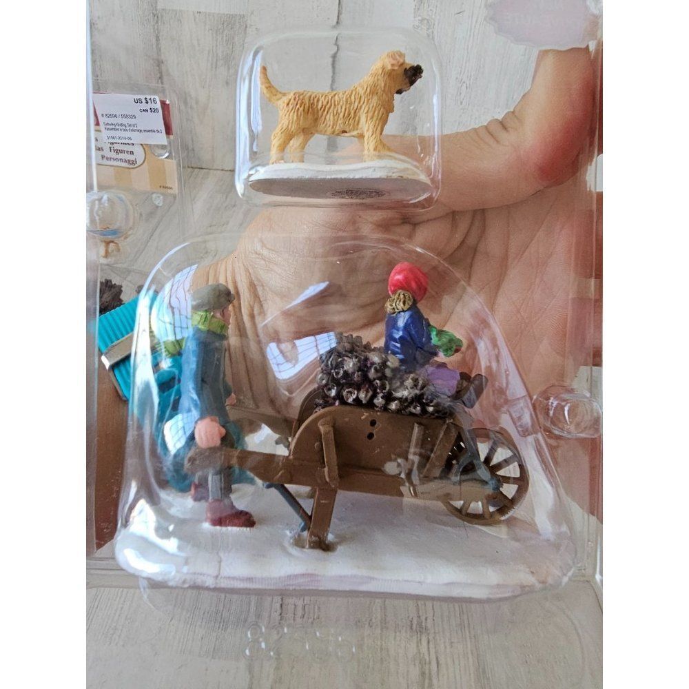 Lemax dog log cart kids set village Xmas 2018 new - Picture 5 of 5